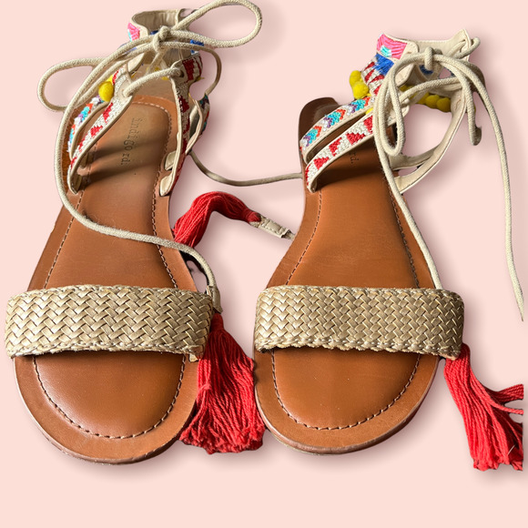 Indigo Rd Shoes - INDIGO RD gold & red  gladiator sandals size 7